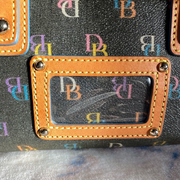 Vintage Y2K Dooney & Bourke Rainbow Monogram Mini Bowler Handbag w/ Heart Charm - Picture 6 of 17